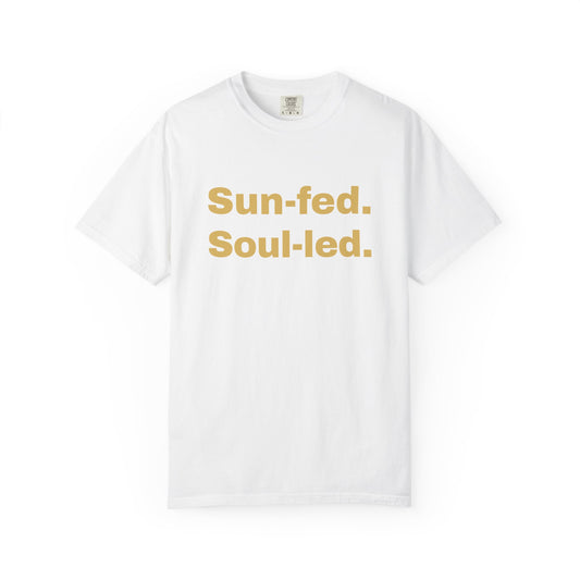 Sun-fed Soul-led Unisex T-shirt, Inspirational Quote Tee, Soft Cotton Shirt, Casual Wear, Gift for Nature Lovers, Summer Vibes